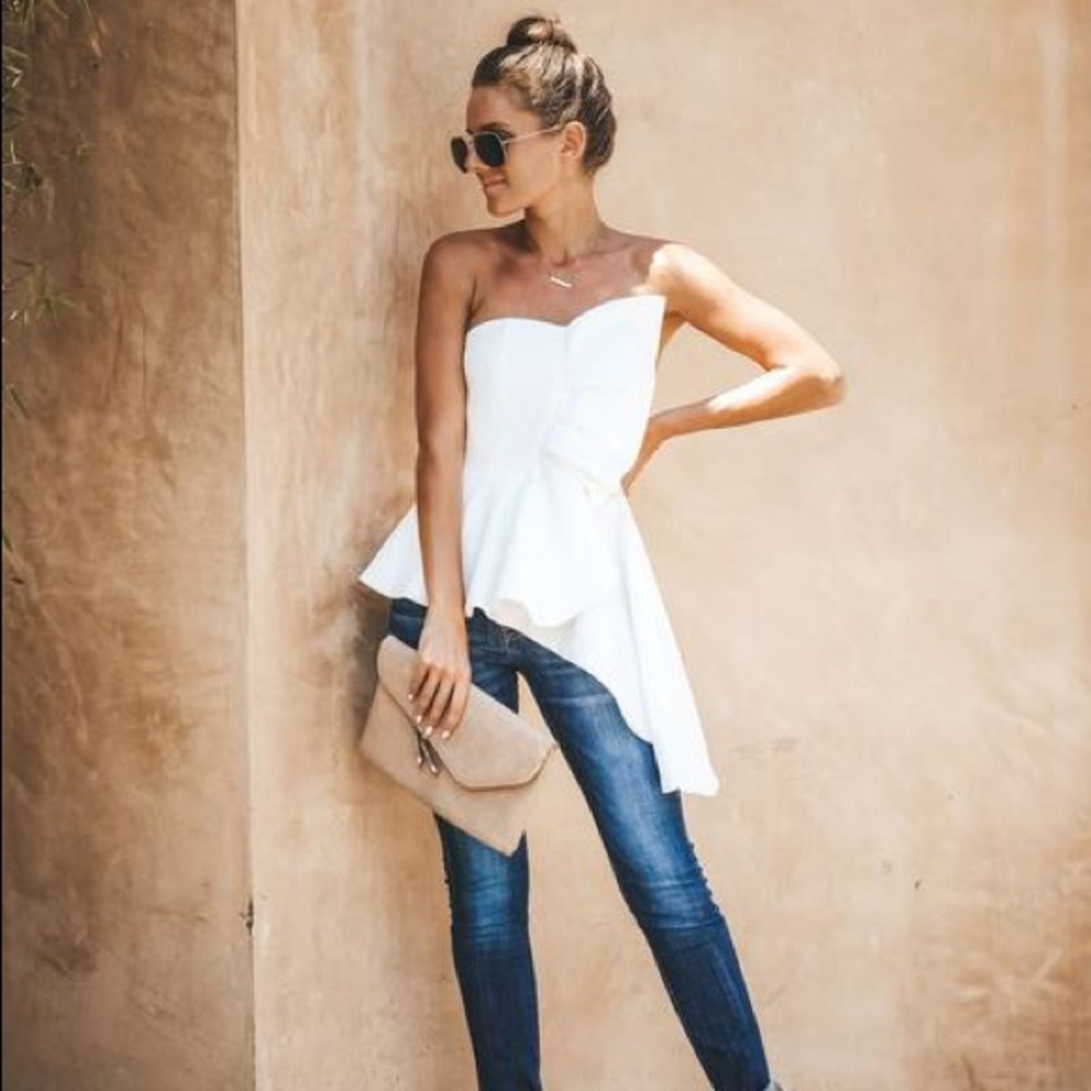 Strapless Statement Top In White - Picture 8 of 8